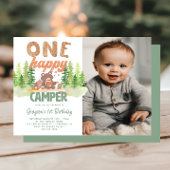 かわいいハッピーキャンパー写真1st誕生日招待状 招待状