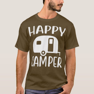 かわいいハッピーキャンピングキャンパーアウトドアキャンプとハイキング Tシャツ