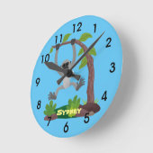 かわいいハッピーギボンエイプアニメイラストレーションラウンドc ラウンド壁時計 (傾斜)