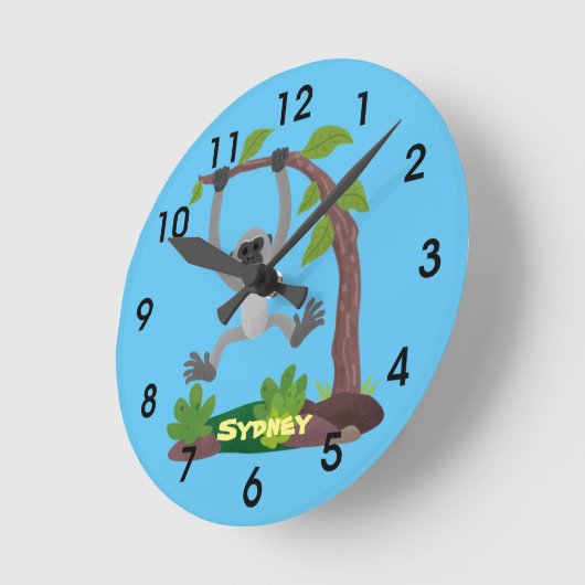 かわいいハッピーギボンエイプアニメイラストレーションラウンドc ラウンド壁時計 (傾斜)