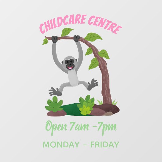 かわいいハッピーギボンエイプアニメイラストレーション ウィンドウサイン (シート)