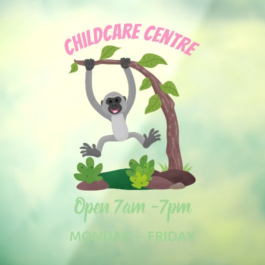 かわいいハッピーギボンエイプアニメイラストレーション ウィンドウサイン (シート3)