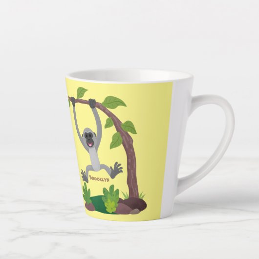 かわいいハッピーギボンエイプアニメイラストレーション カフェラテマグ (右)