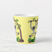 かわいいハッピーギボンエイプアニメイラストレーション カフェラテマグ (正面)