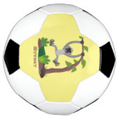 かわいいハッピーギボンエイプアニメイラストレーション サッカーボール (回転)