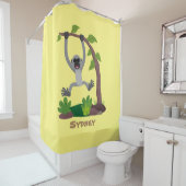 かわいいハッピーギボンエイプアニメイラストレーション シャワーカーテン (インサイチュ)