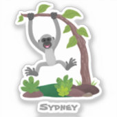 かわいいハッピーギボンエイプアニメイラストレーション シール (正面)