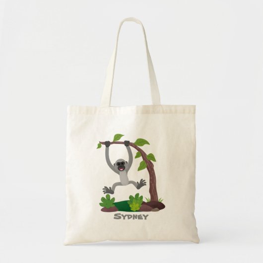 かわいいハッピーギボンエイプアニメイラストレーション トートバッグ (正面)