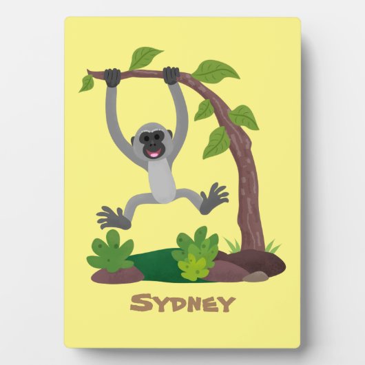 かわいいハッピーギボンエイプアニメイラストレーション フォトプラーク (正面)