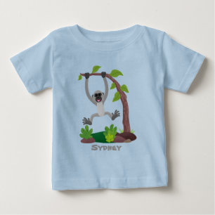 かわいいハッピーギボンエイプアニメイラストレーション ベビーTシャツ