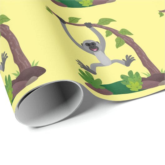 かわいいハッピーギボンエイプアニメイラストレーション ラッピングペーパー (ロールコーナー)