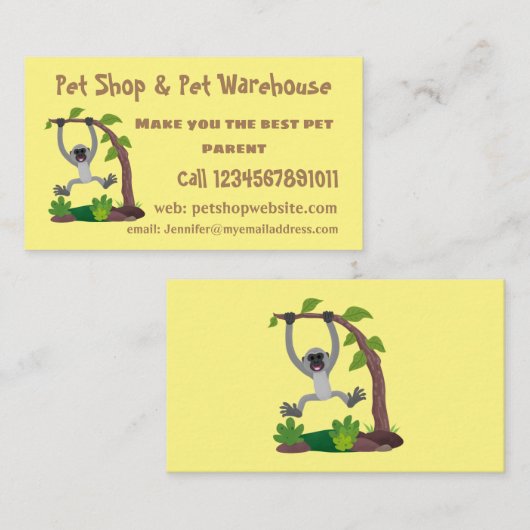 かわいいハッピーギボンエイプアニメイラストレーション 名刺 (正面/裏面)