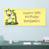 かわいいハッピーギボンエイプアニメイラストレーション 横断幕 (トレードショー)