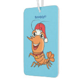 かわいいハッピークリスマスエビの漫画イラストレーション カーエアーフレッシュナー (左)