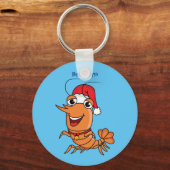 かわいいハッピークリスマスエビの漫画イラストレーション キーホルダー (正面)