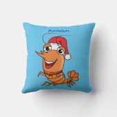 かわいいハッピークリスマスエビの漫画イラストレーション クッション (裏面)