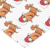 かわいいハッピークリスマスエビの漫画イラストレーション ショートテーブルランナー (コーナー)