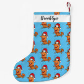 かわいいハッピークリスマスエビの漫画イラストレーション スモールクリスマスストッキング (裏面)