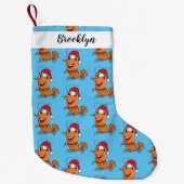 かわいいハッピークリスマスエビの漫画イラストレーション スモールクリスマスストッキング (正面)