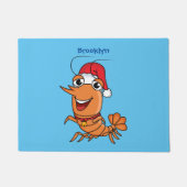 かわいいハッピークリスマスエビの漫画イラストレーション ドアマット (正面)