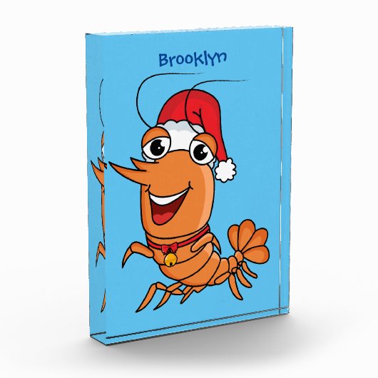 かわいいハッピークリスマスエビの漫画イラストレーション フォトブロック (左)