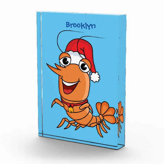 かわいいハッピークリスマスエビの漫画イラストレーション フォトブロック (右)