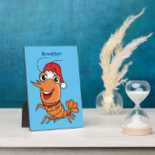 かわいいハッピークリスマスエビの漫画イラストレーション フォトプラーク (側面)