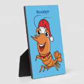 かわいいハッピークリスマスエビの漫画イラストレーション フォトプラーク (側面)