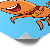 かわいいハッピークリスマスエビの漫画イラストレーション ポスター (角)