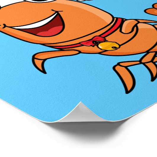 かわいいハッピークリスマスエビの漫画イラストレーション ポスター (角)