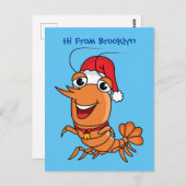 かわいいハッピークリスマスエビの漫画イラストレーション ポストカード (正面/裏面)