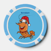 かわいいハッピークリスマスエビの漫画イラストレーション ポーカーチップ (裏面)