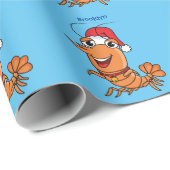 かわいいハッピークリスマスエビの漫画イラストレーション ラッピングペーパー (ロールコーナー)