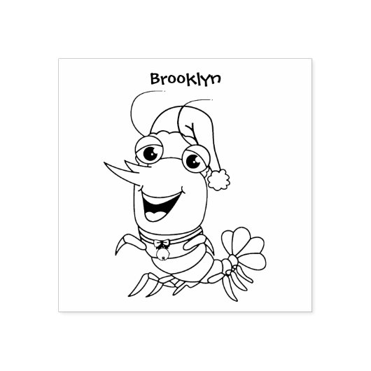 かわいいハッピークリスマスエビの漫画イラストレーション ラバースタンプ (インプリント)