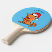 かわいいハッピークリスマスエビの漫画イラストレーション 卓球ラケット (正面アングル)
