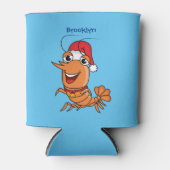 かわいいハッピークリスマスエビの漫画イラストレーション 缶クーラー (正面)