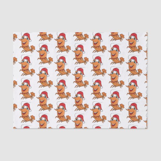 かわいいハッピークリスマスエビの漫画イラストレーション 薄葉紙 (正面)