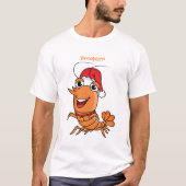 かわいいハッピークリスマスエビの漫画イラストレーション Tシャツ (正面)