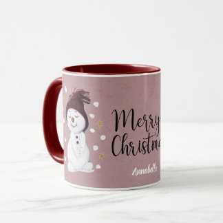 かわいいハッピークリスマスクリスマス雪だるま マグカップ