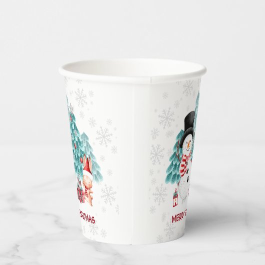 かわいいハッピークリスマス雪だるまパーティー紙カップ 紙コップ (右)