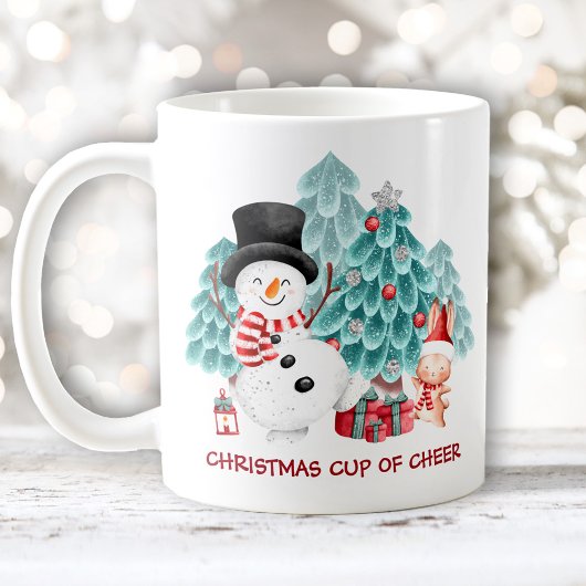 かわいいハッピークリスマス雪だるま コーヒーマグカップ
