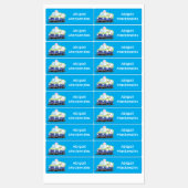 かわいいハッピークリームトラックパーソナライズされた漫画 ラベル (シート)