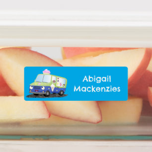 かわいいハッピークリームトラックパーソナライズされた漫画 ラベル