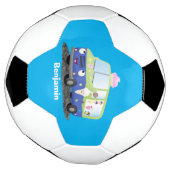 かわいいハッピークリームトラック漫画 サッカーボール (回転)