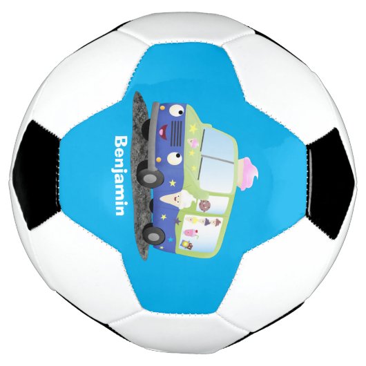 かわいいハッピークリームトラック漫画 サッカーボール (回転)