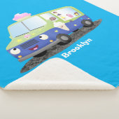 かわいいハッピークリームトラック漫画 シェルパブランケット (3/4)