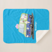 かわいいハッピークリームトラック漫画 シェルパブランケット (正面(横))