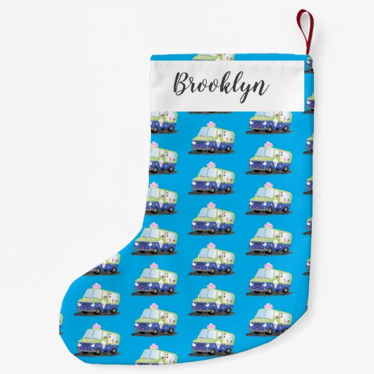 かわいいハッピークリームトラック漫画 スモールクリスマスストッキング (裏面)