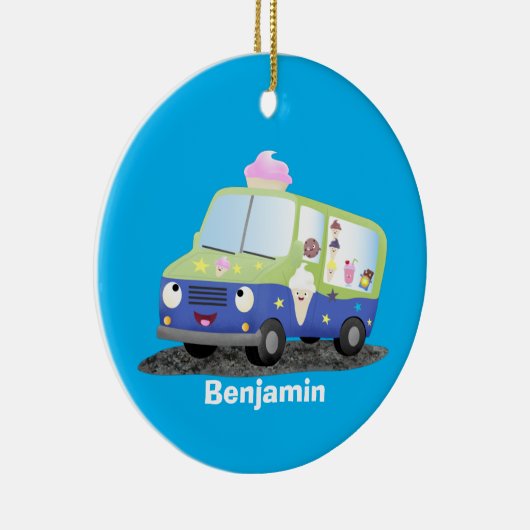 かわいいハッピークリームトラック漫画 セラミックオーナメント (右)