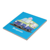 かわいいハッピークリームトラック漫画 タイル (側面)